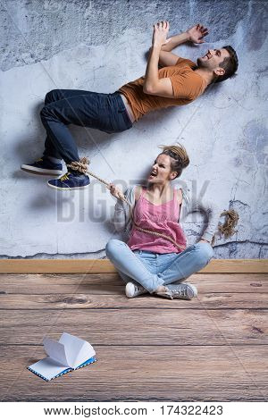 Violent Woman Controlling Her Partner