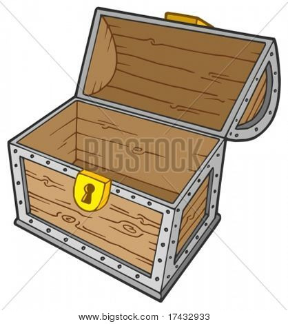 Arca do tesouro vazio aberto - ilustração vetorial.