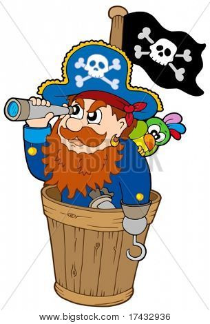 Pirate am Hund Uhr - Vektor-Illustration.