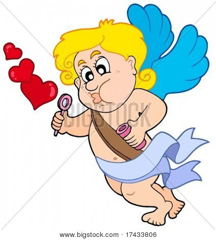Cupid s bubble maker - vektorové ilustrace.