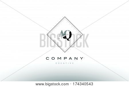 Aq A Q  Retro Vintage Black White Alphabet Letter Logo