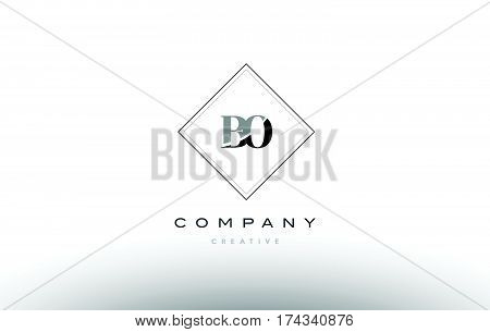 Bo B O  Retro Vintage Black White Alphabet Letter Logo
