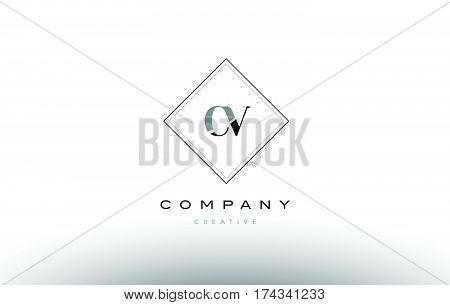 Cv C V  Retro Vintage Black White Alphabet Letter Logo