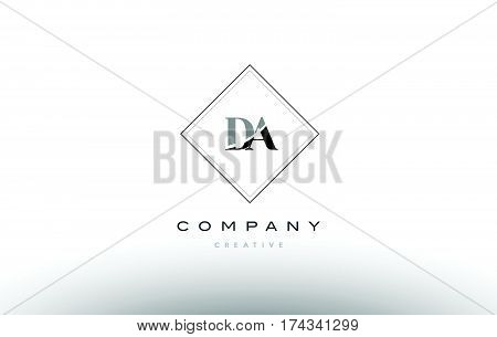 Da D A  Retro Vintage Black White Alphabet Letter Logo
