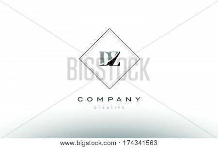 Dz D Z  Retro Vintage Black White Alphabet Letter Logo