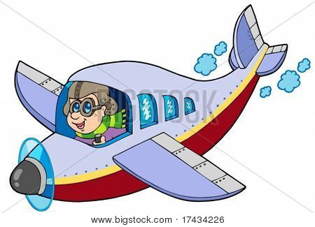Aviatore cartone animato su sfondo bianco - illustrazione vettoriale.