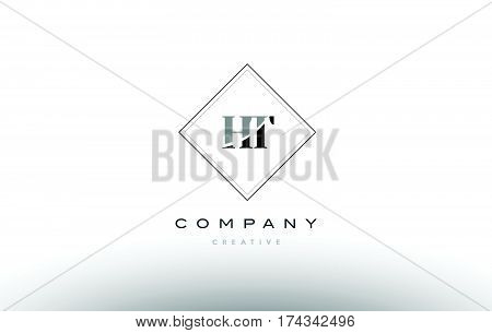 Ht H T  Retro Vintage Black White Alphabet Letter Logo