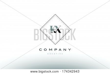 Kx K X  Retro Vintage Black White Alphabet Letter Logo