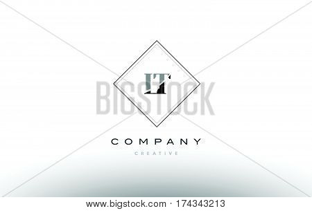 Lt L T  Retro Vintage Black White Alphabet Letter Logo