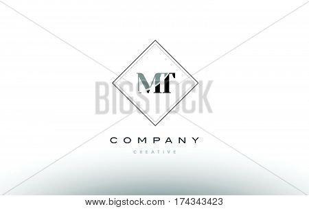 Mt M T  Retro Vintage Black White Alphabet Letter Logo