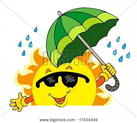 Sun mit großen Schirm - Vektor-Illustration lauern.