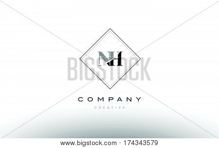 Nh N H  Retro Vintage Black White Alphabet Letter Logo