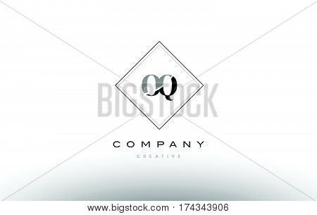 Oq O Q  Retro Vintage Black White Alphabet Letter Logo