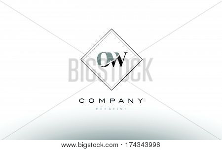 Ow O W  Retro Vintage Black White Alphabet Letter Logo
