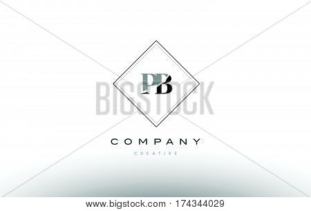 Pb P B  Retro Vintage Black White Alphabet Letter Logo
