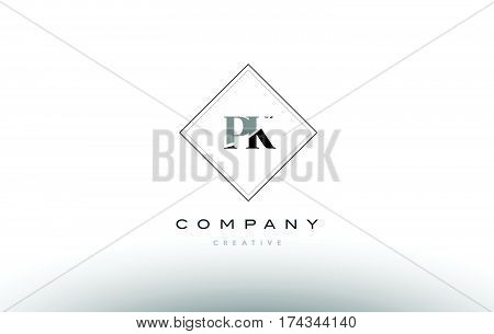 Pk P K  Retro Vintage Black White Alphabet Letter Logo