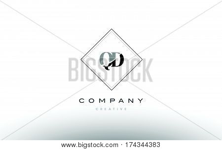Qd Q D  Retro Vintage Black White Alphabet Letter Logo
