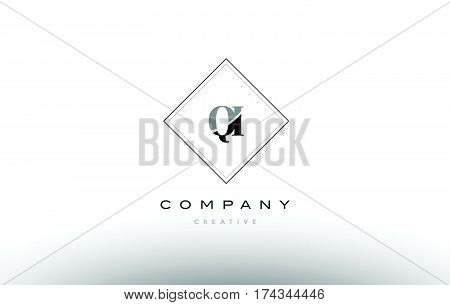 Qi Q I  Retro Vintage Black White Alphabet Letter Logo