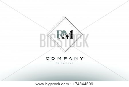 Rm R M  Retro Vintage Black White Alphabet Letter Logo