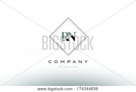 Rn R N  Retro Vintage Black White Alphabet Letter Logo