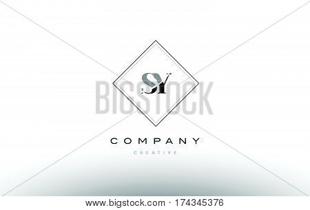 Sy S Y  Retro Vintage Black White Alphabet Letter Logo
