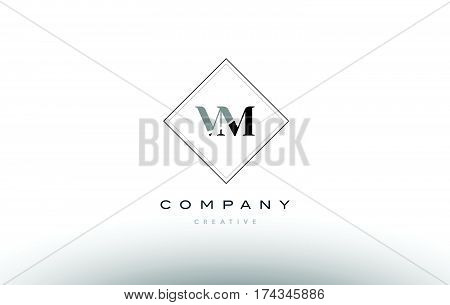 Vm V M  Retro Vintage Black White Alphabet Letter Logo