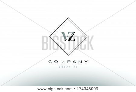 Vz V Z  Retro Vintage Black White Alphabet Letter Logo