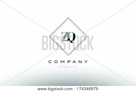 Zq Z Q  Retro Vintage Black White Alphabet Letter Logo
