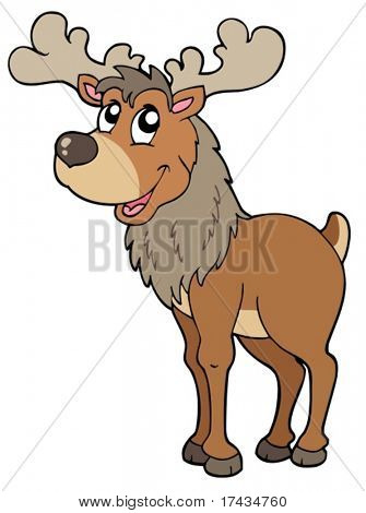Kreslený sobů na bílém pozadí - vektorové ilustrace.
