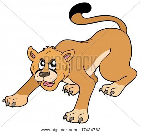 Tegneserie puma på hvid baggrund - vektor illustration.