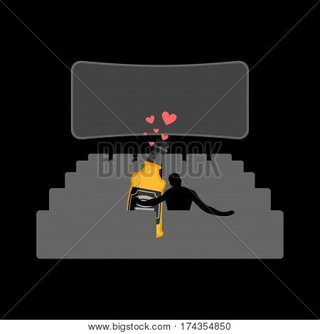 Lover Alcohol Drink. Man And Bottle Of Whiskey In Movie Theater. Lovers Watching Cinema. Romantic Da