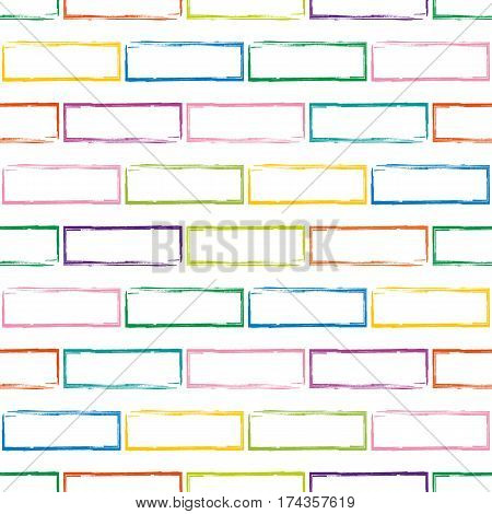 Stylized motley brick wall vector background. Abstract multicolor bricks seamless pattern. Can be used for graphic design pattern fill packaging clothing printing on surfaces.