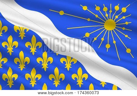 Flag of Essonne is a French department in the Ile-de-France region. 3d illustration