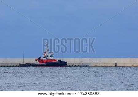 FIREBOAT - boat moored to the quay of the port in Swinoujscie