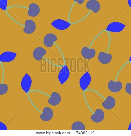 Blue cherries on orange background in a different direction