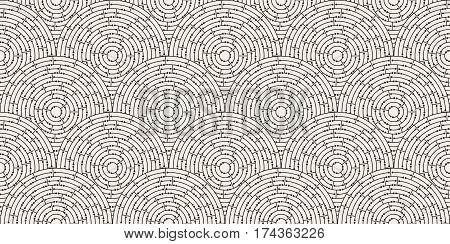 Circular seamless pattern of colored labyrinth with dots flat