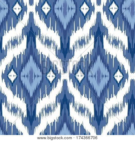 Ikat Ogee background - Ethnic folk seamless pattern. Boho Style