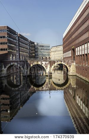 Brick Houses And Bridge At Alsterfleet
