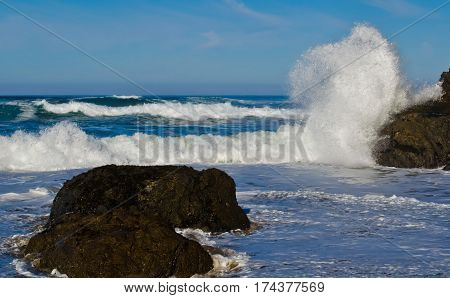 Wild Surf on the California Pacific Coastline