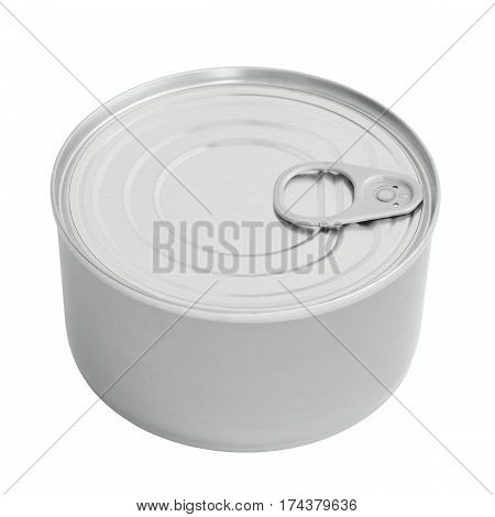 New Tin Can Lid Food Preserve Ringpull Canister Copy Space Sealed Top Isolated Macro Closeup