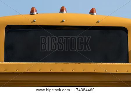 Blank Sign On Yellow School Bus , Copy Space