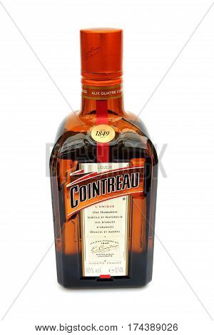 Camberley, Uk - March 1St 2017: A Bottle Of Cointreau Orange Liqueur, A Popular After Dinner Alcohol