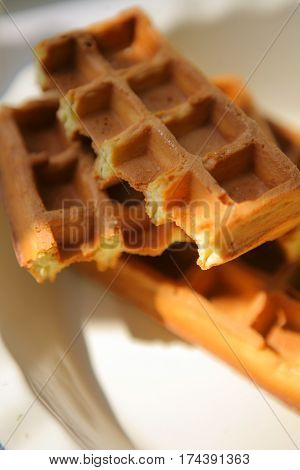 Liège delicious waffles in the morning light