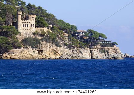 Lloret de Mar Castell Plaja at Sa Caleta beach in Catalonia Spain