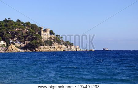 Lloret de Mar Castell Plaja at Sa Caleta beach in Catalonia Spain