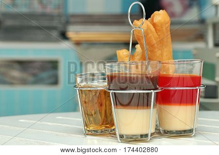 Thai Traditional Milk Coffee And Milk Tea And  Patongko .