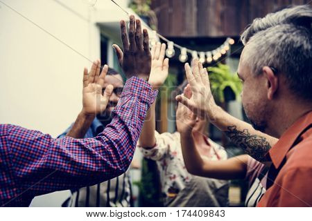 Community people support teamwork together