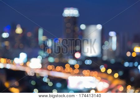 Abstract blur lights city downtown nigth view abstract background