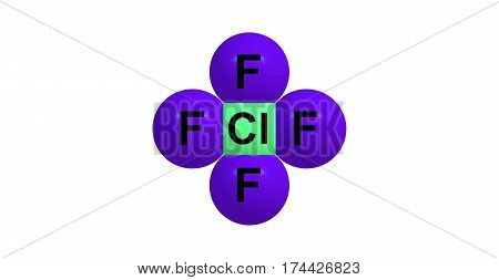 Chlorine pentafluoride is an interhalogen compound with formula ClF5. This colourless gas is a strong oxidant. The molecule adopts a square pyramidal structure. 3d illustration