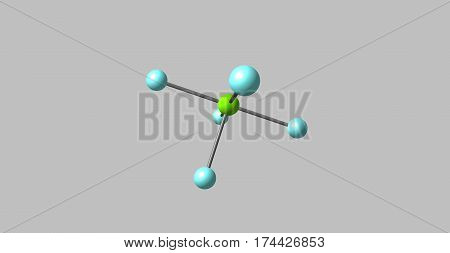 Chlorine pentafluoride is an interhalogen compound with formula ClF5. This colourless gas is a strong oxidant. The molecule adopts a square pyramidal structure. 3d illustration